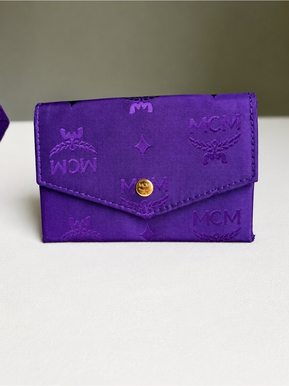 Vintage MCM Purple Tonal Monogram Chain Bag & Matching Wallet and Mirror Set - Picture 10 of 17